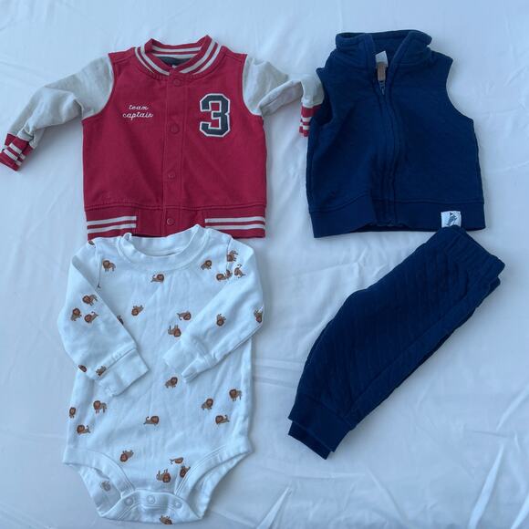 Lot of 4 Carters Clothing Boys 6M Sweat Set Bosy Suit Jacket - Picture 1 of 8